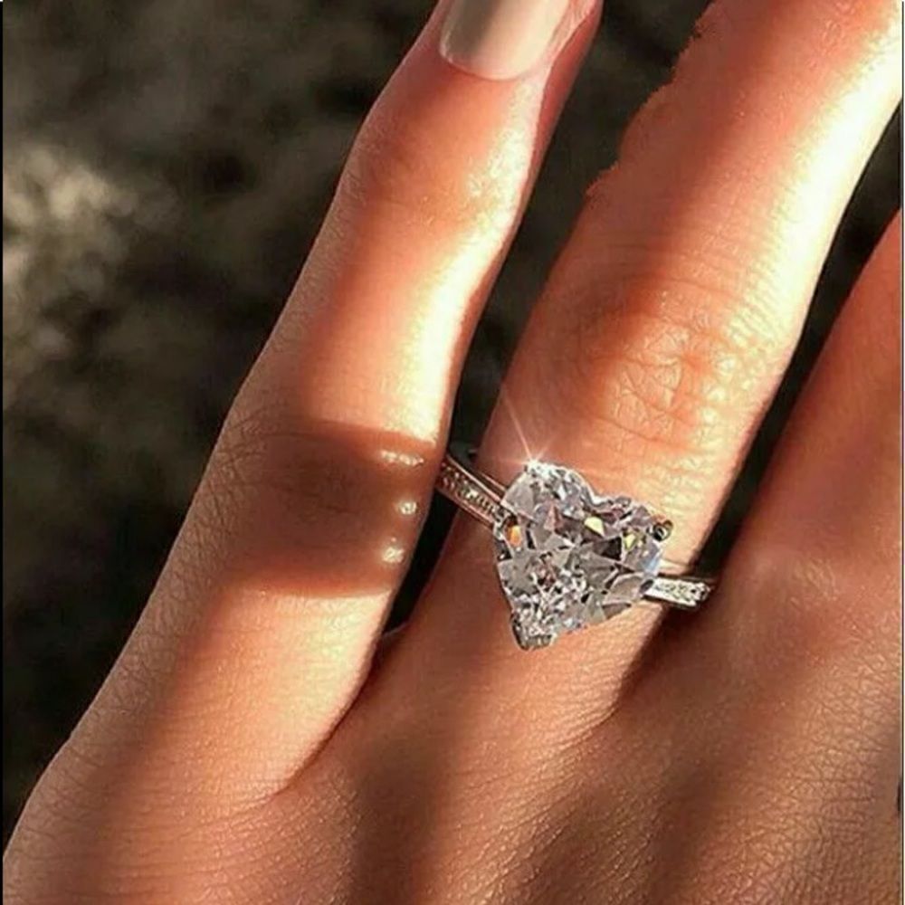 The Best seller!Delicate 925 Silver & CZ  Heart Ring sz 6